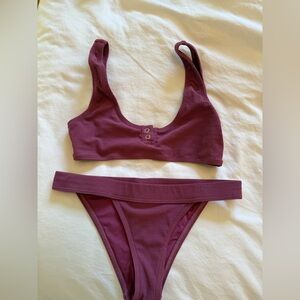 Women's Ribbed Mauve Bikini Set